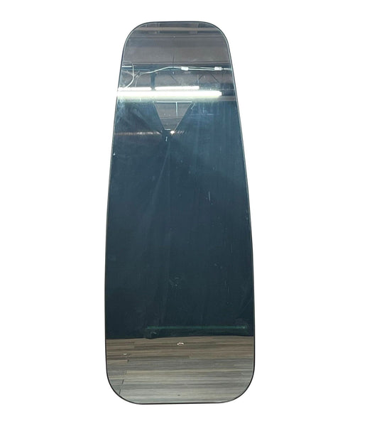 Elroy Mirror by CB2 with thin walnut frame, hanging vertically.  