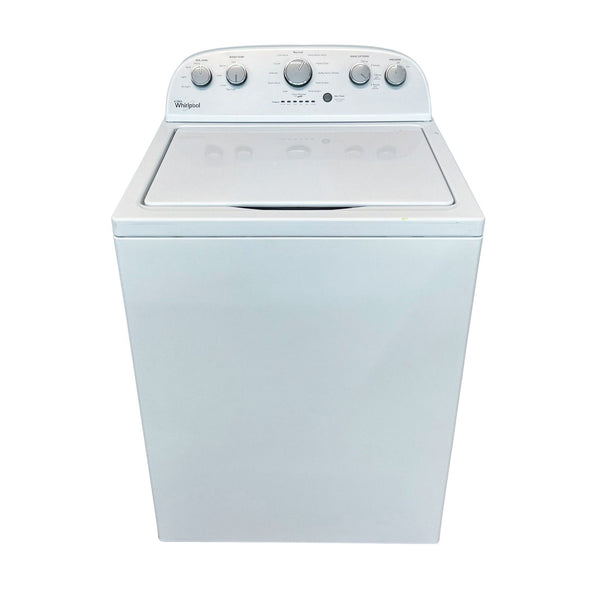 1. Whirlpool WTW5000DW0 top-load washing machine with digital control panel on top and a white finish.