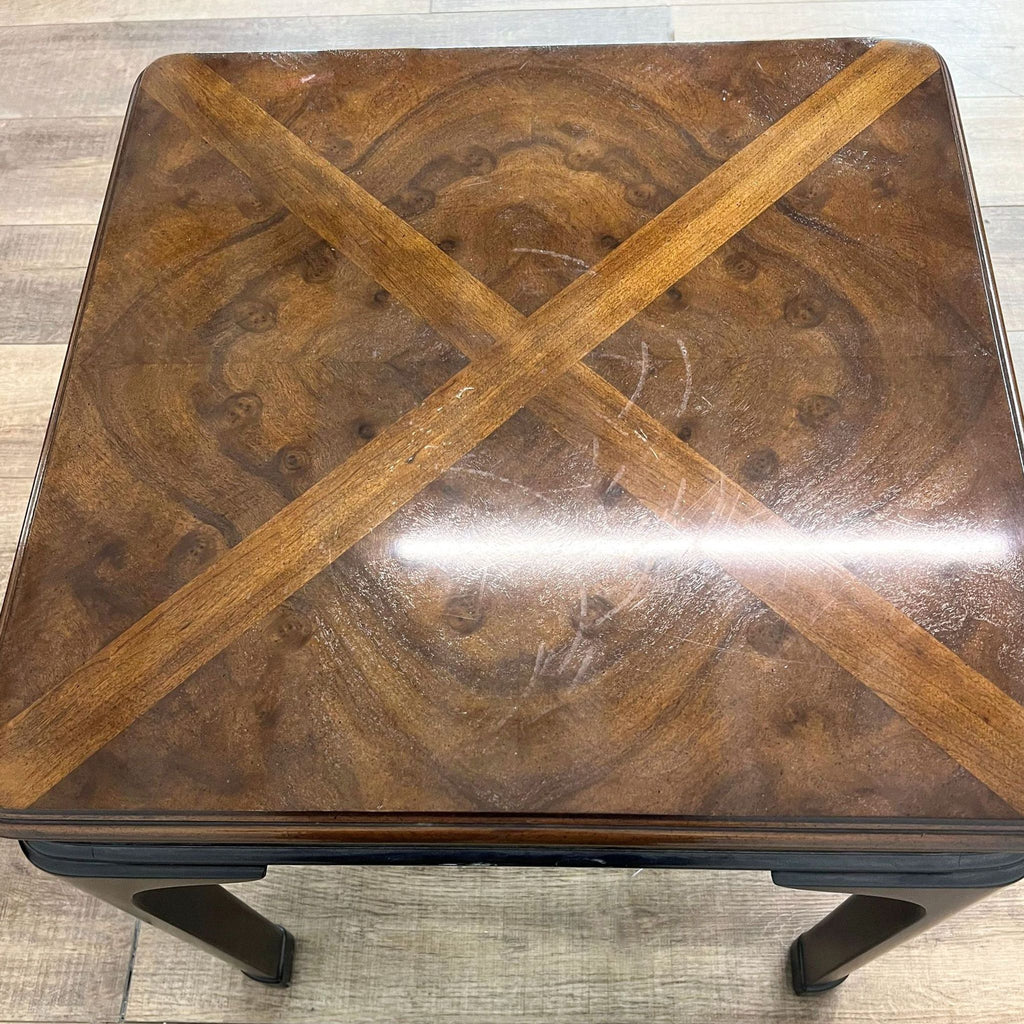 Inlaid End Table with Pull-Out Tray
