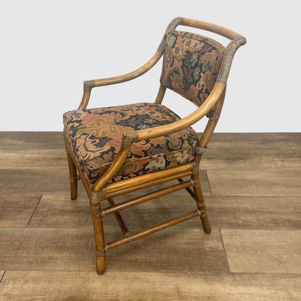 Vintage McGuire Bamboo Cushioned  Mid Century Dining Armchair