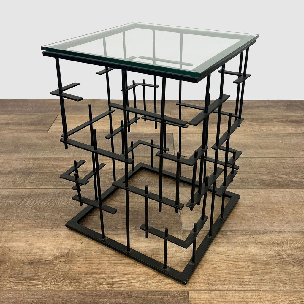 Glass Top Accent Table on Metal Base