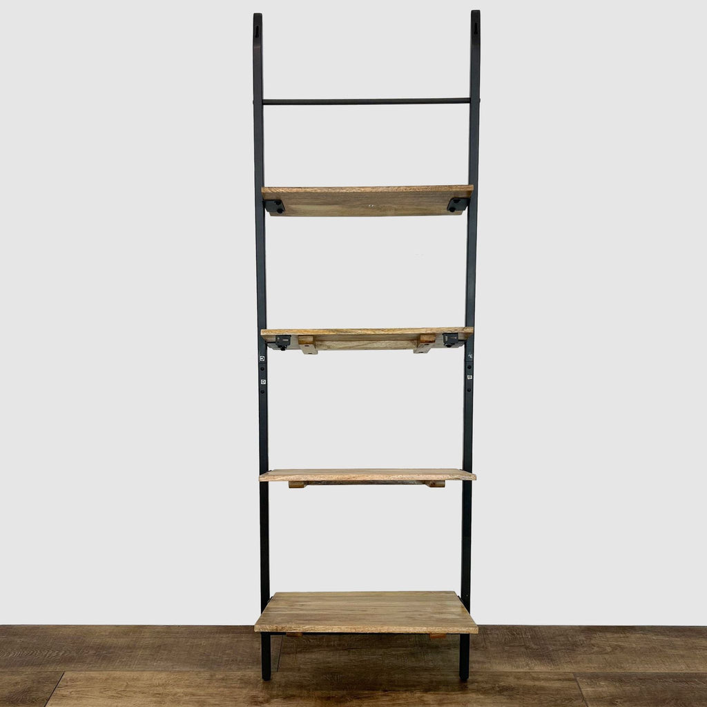 Lyles Claret bookshelf featuring sturdy mango wood shelves and a sleek steel frame.