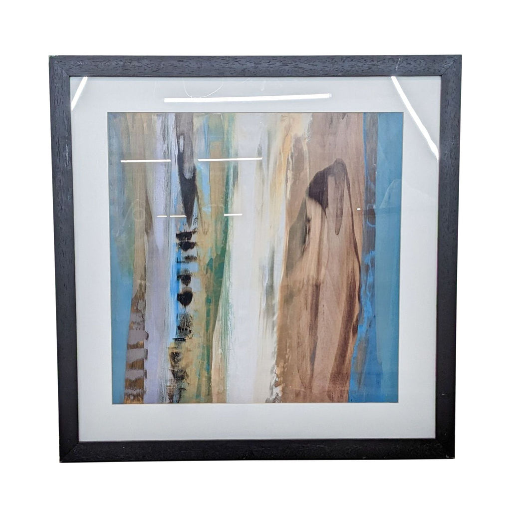 1. Z-Gallerie framed abstract art print showcasing textured strokes in earthy and blue tones, encased in a black frame.