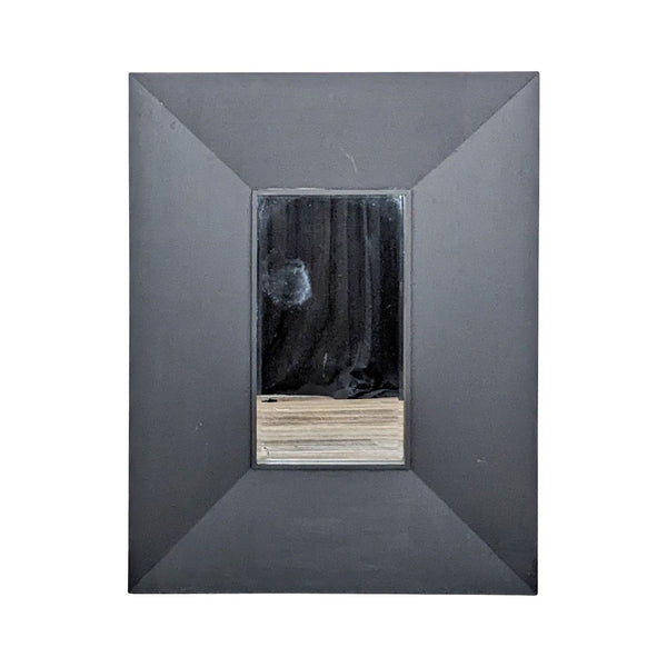 Rectangular reclaimed wall mirror with beveled wood frame in dark gray finish by Privilege International.