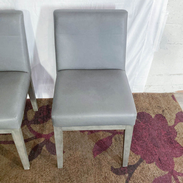 a pair of [ unused0 ] grey velvet chairs