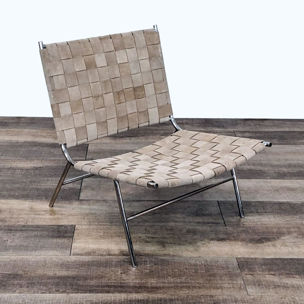 CB2 Camel Suede Woven Chair