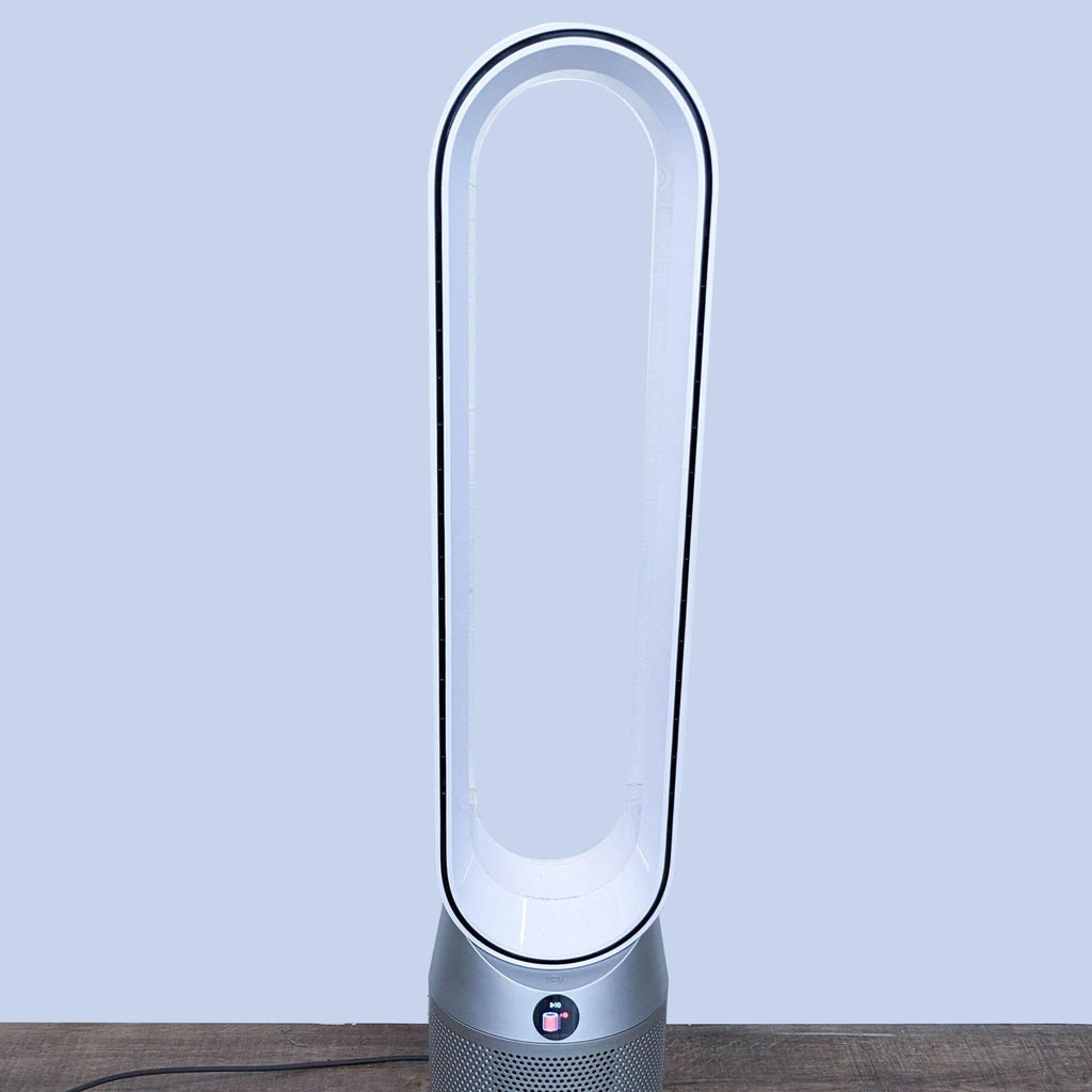 Dyson bladeless tower fan featuring a sleek, modern design for smooth airflow, safe for children and pets.