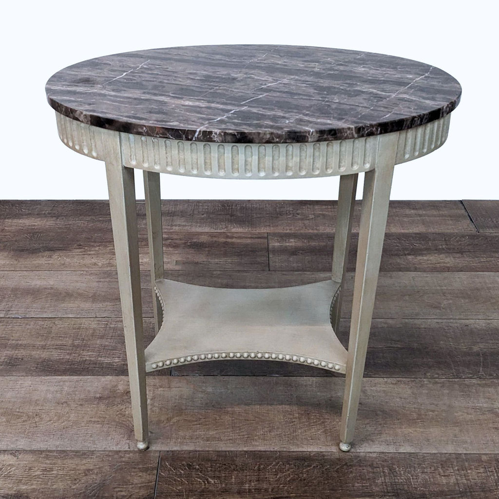 Vintage Marble Top End Table with Shelf