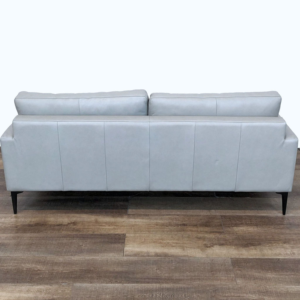 West Elm Modern Andes Leather Sofa in Cement Gray