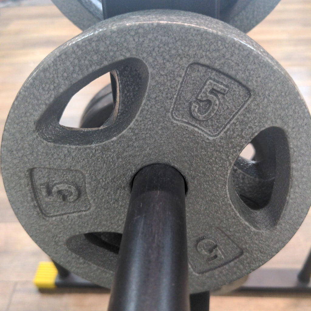 a dumbbell on a gym floor