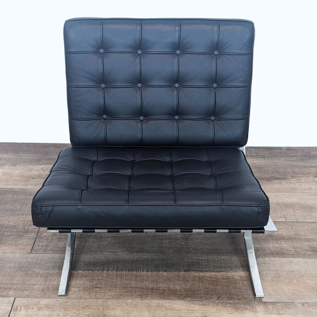 Barcelona Style Leather and Chrome Modern Lounge Chair