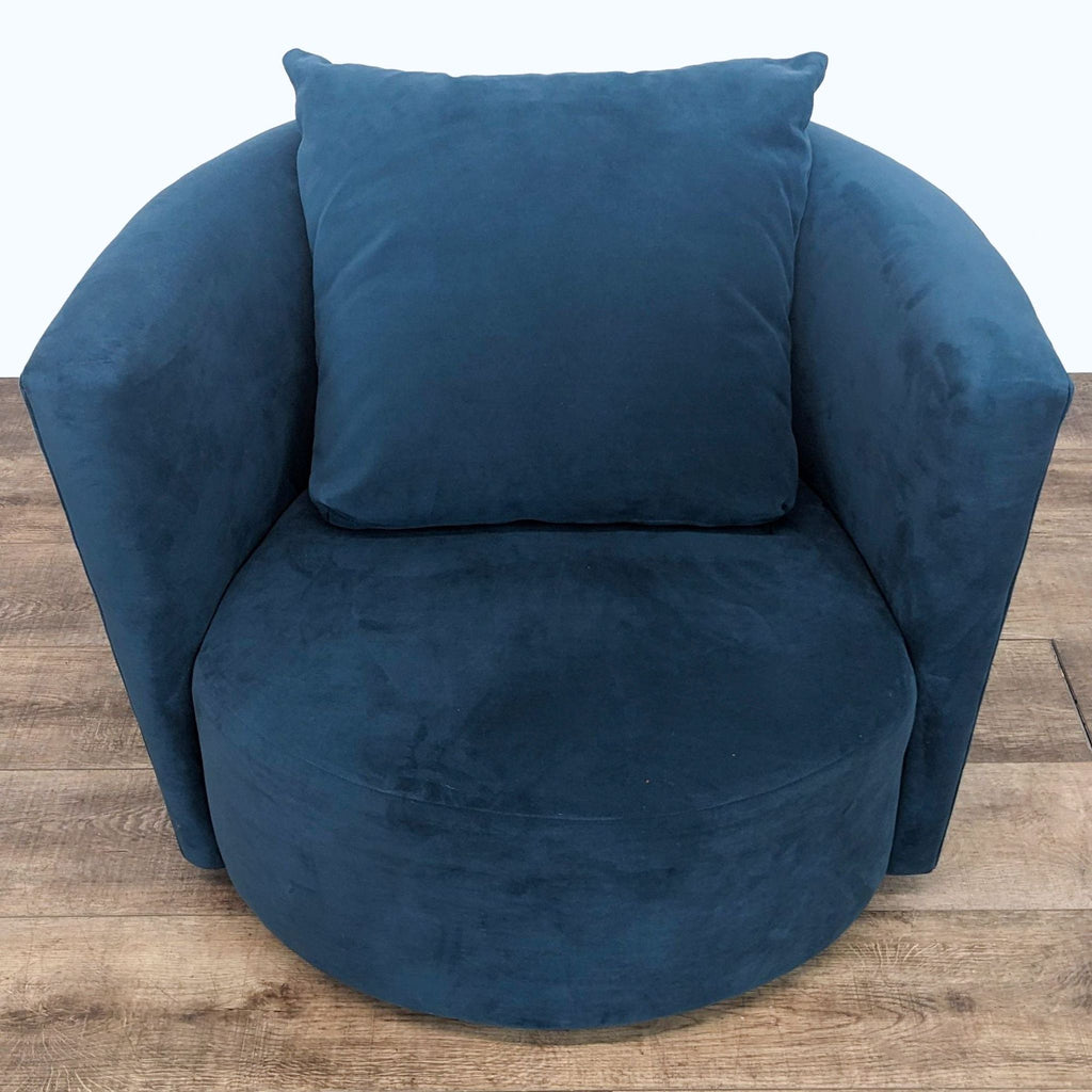 Blue Barrel Back Swivel Lounge Chair