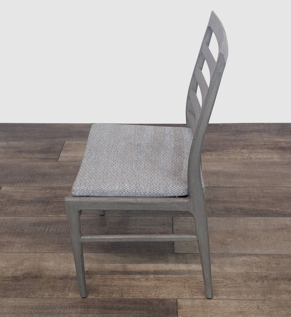 Modern Grey Wood Ladderback Dining Chair with Comfort Cushion
