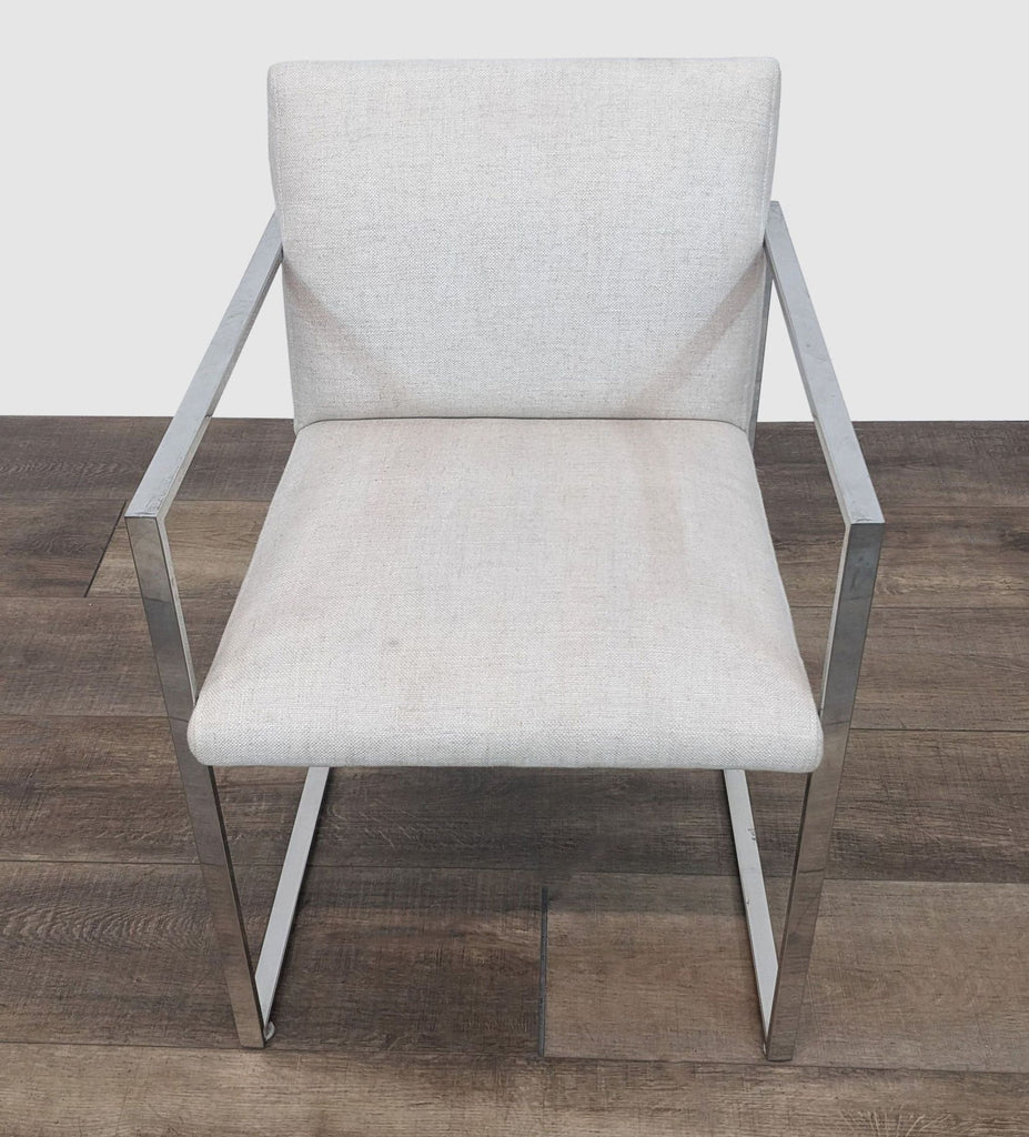 Modern Linen Upholstered Dining Chair with Metal Frame
