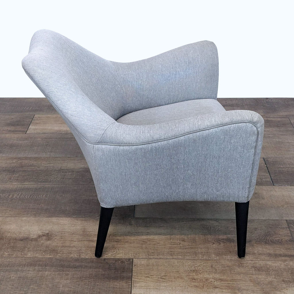 Modern Grey Fabric Lounge Chair with Sleek Black Legs