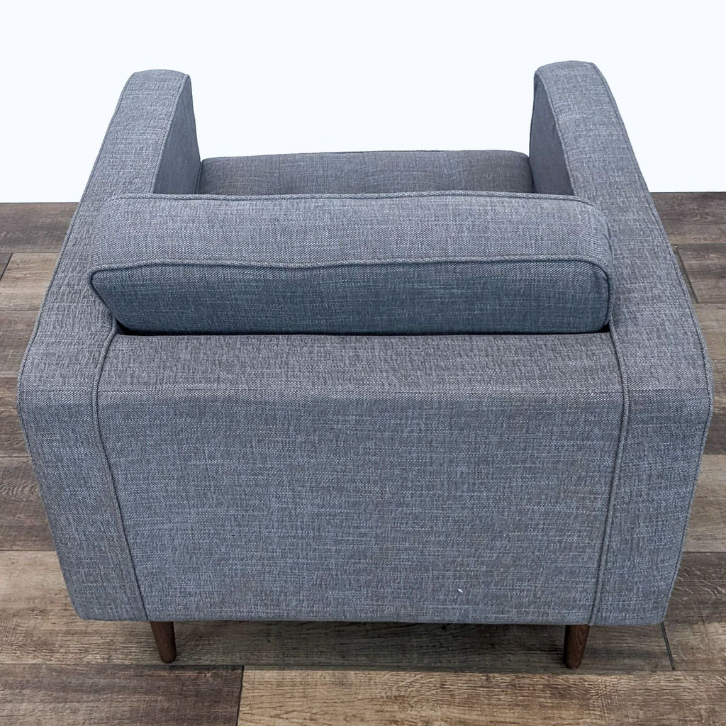 Modern Grey Fabric Single Armchair with Wooden Legs