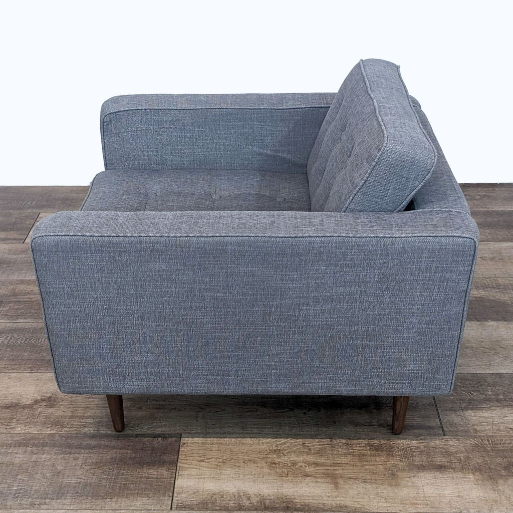 Modern Grey Fabric Single Armchair with Wooden Legs