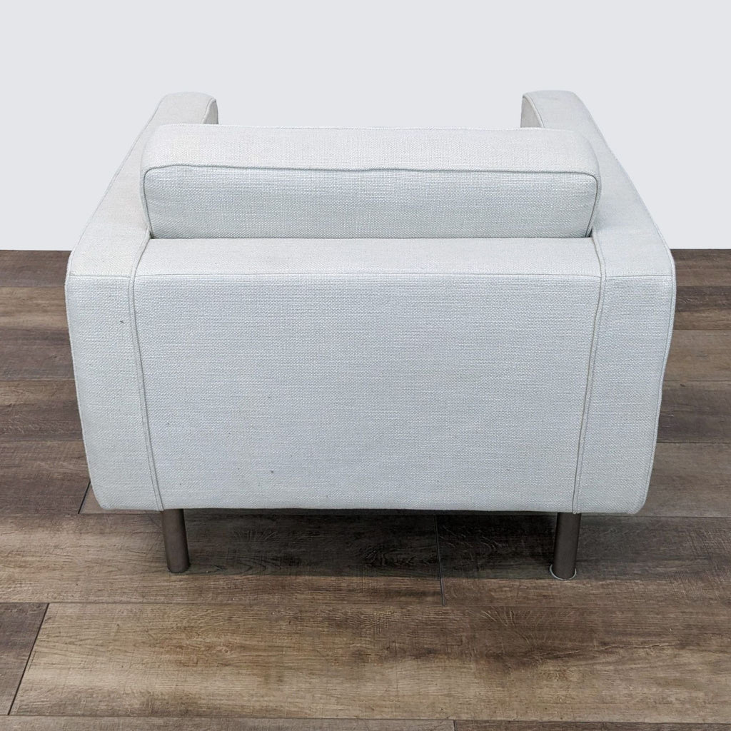 Modern White Fabric Single Armchair with Wooden Legs