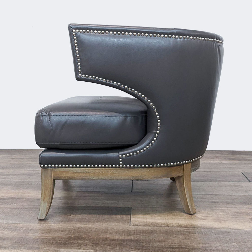 Contemporary Leather Barrel Chair