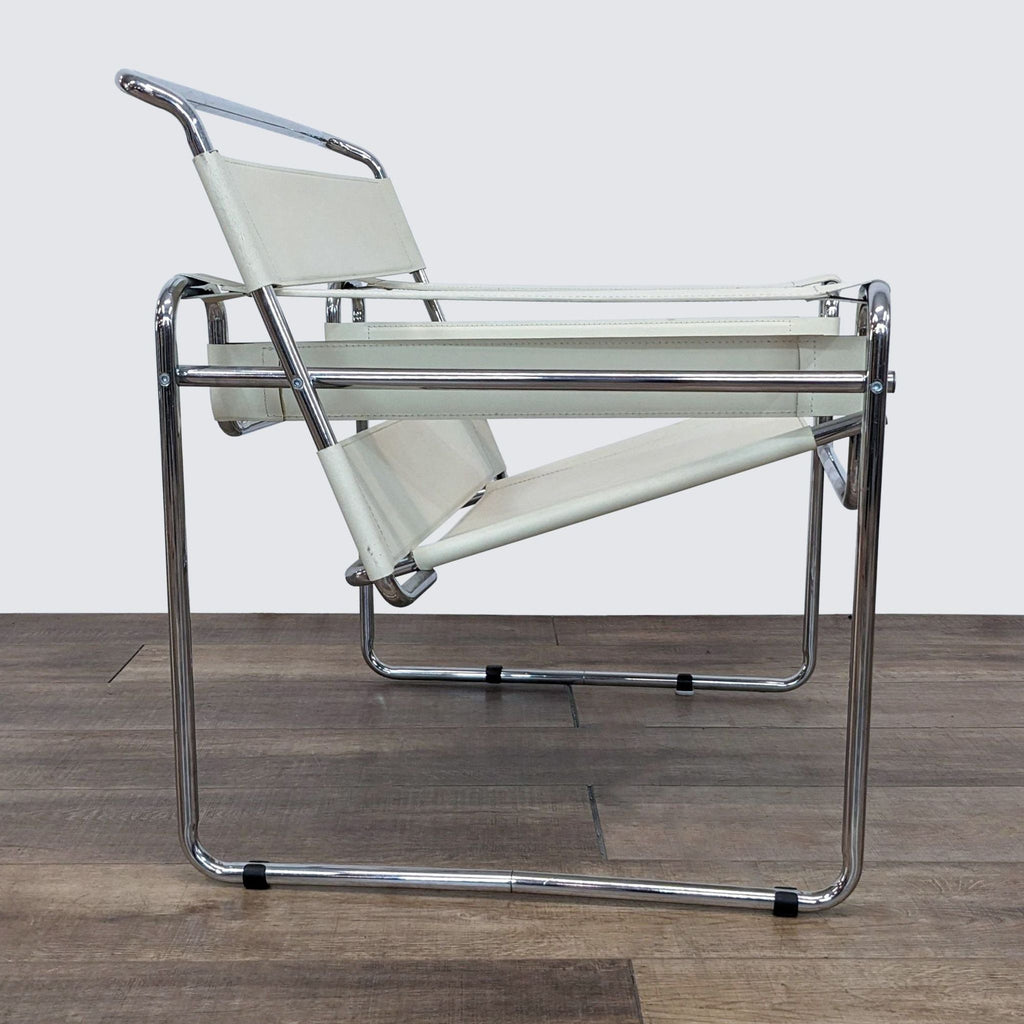 Modern Wassily Leather and Chrome Club Chair