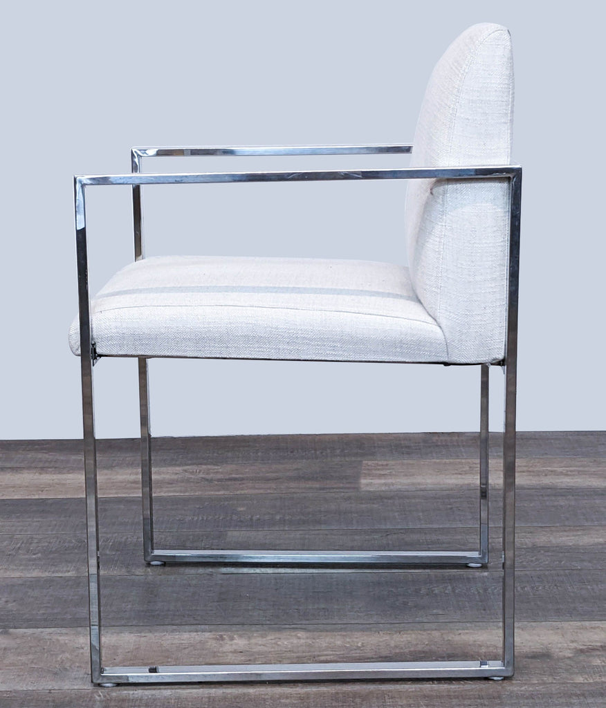 Modern Metal Frame Ivory Upholstered Dining Chair