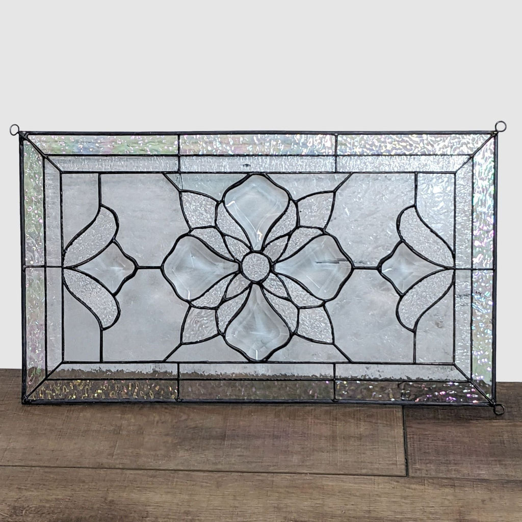 Handcrafted Stained Glass Panel with Floral Design