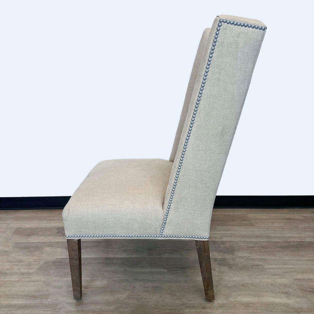 Elegant High-Backed Dining Chair with Nailhead Trim