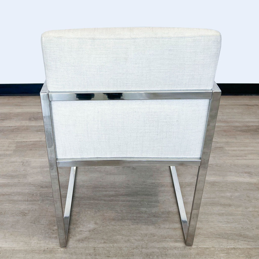 Modern Linen Upholstered Dining Chair with Metal Frame