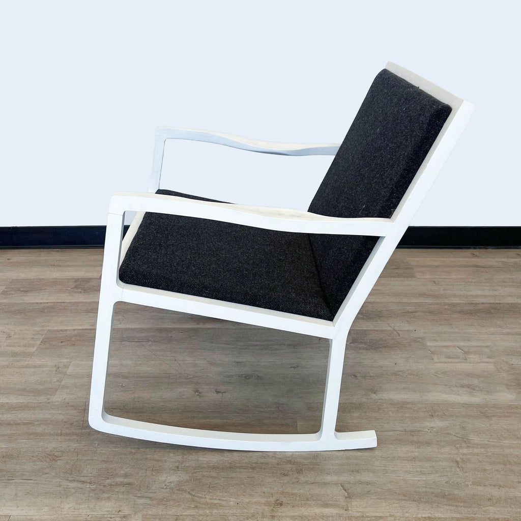 HD Buttercup Modern White Frame Rocking Chair with Black Upholstery