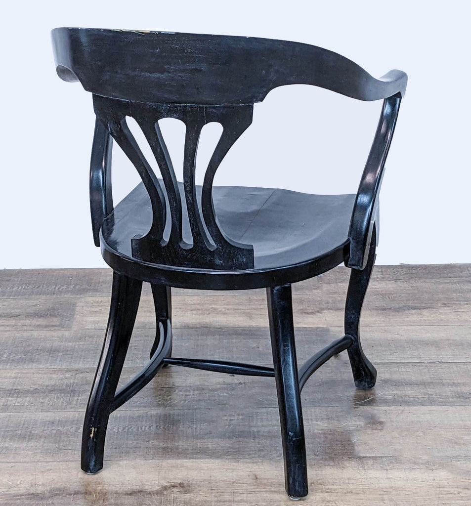 Classic Black Wooden Curved Armchair