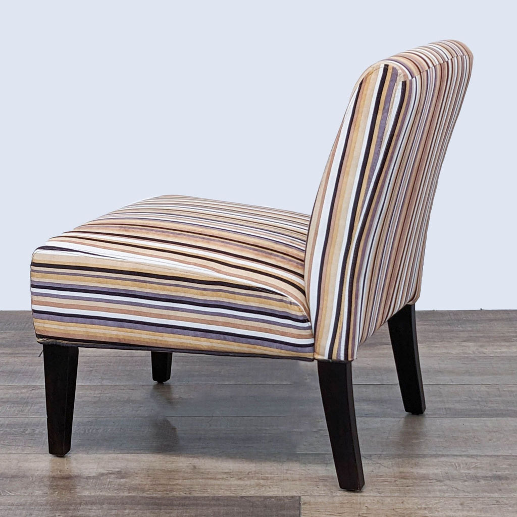 Classic Slipper Chair with Striped Upholstery