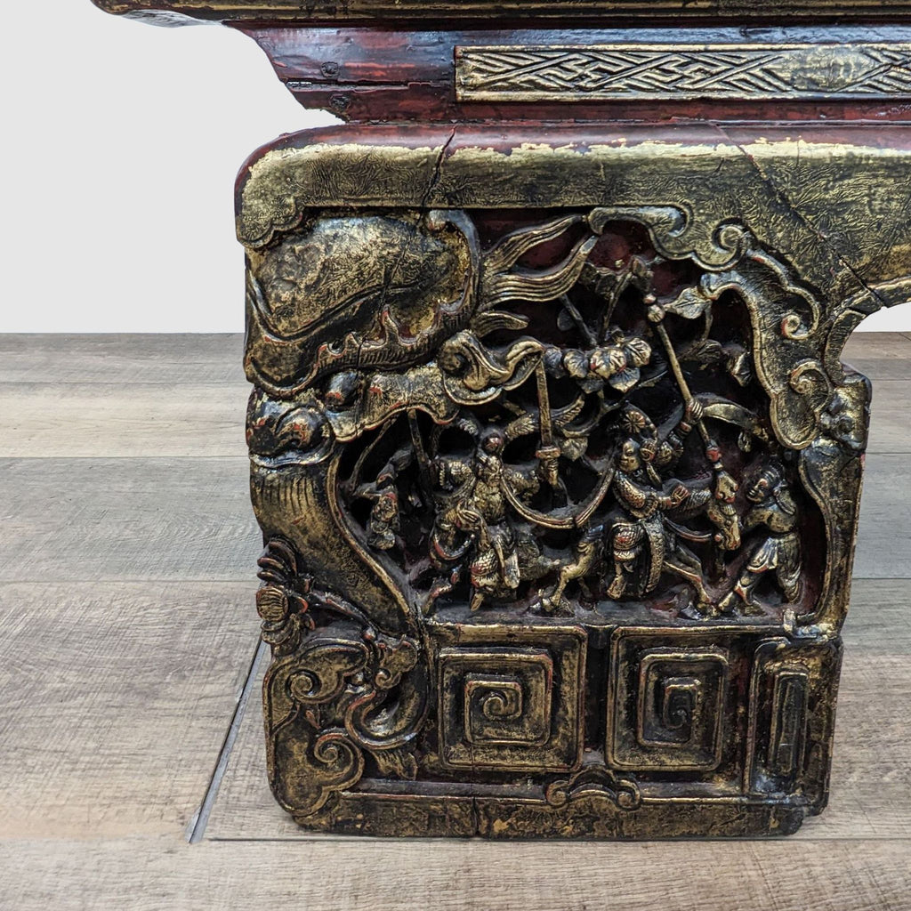 Chinese Carved Red Opium Bench