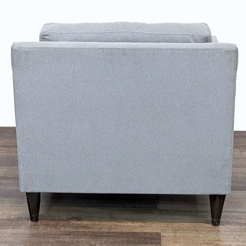 Contemporary  Grey Fabric Armchair with Dark Wooden Legs