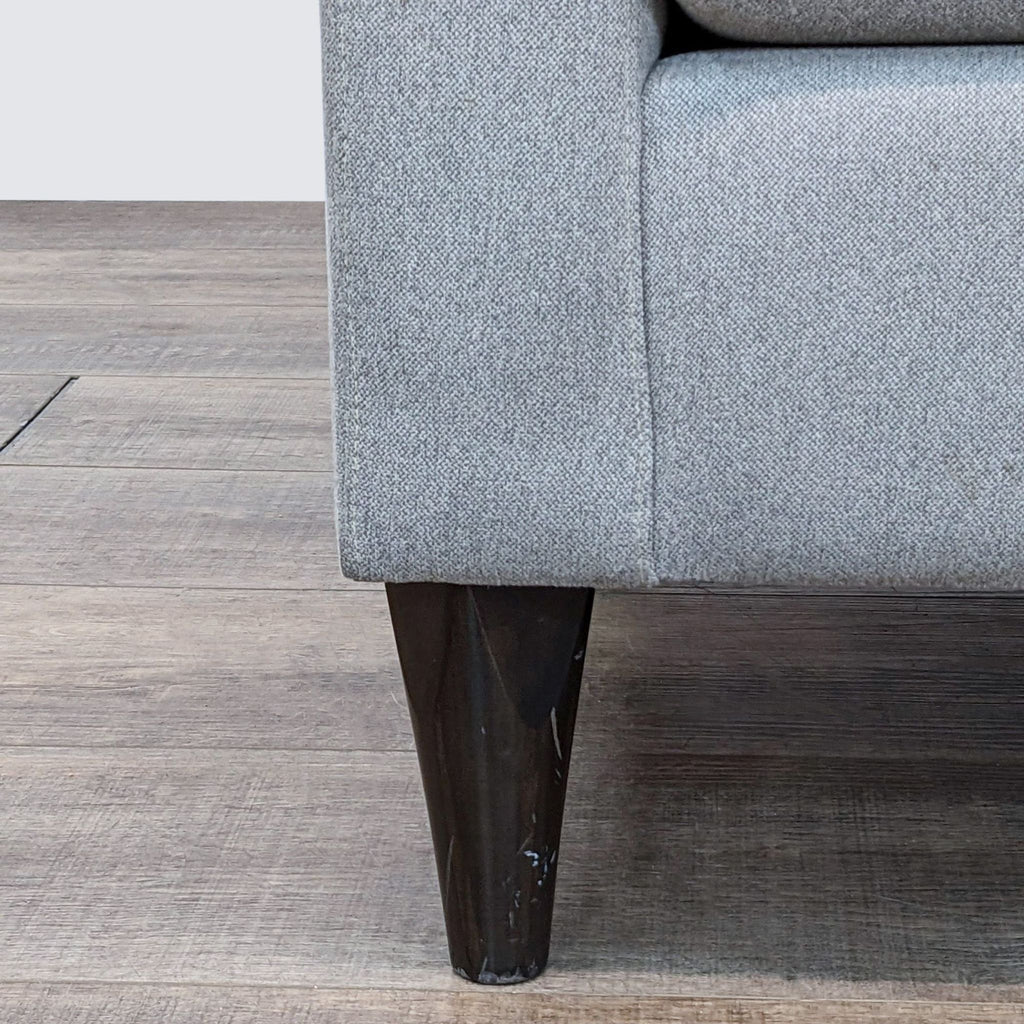 Contemporary  Grey Fabric Armchair with Dark Wooden Legs