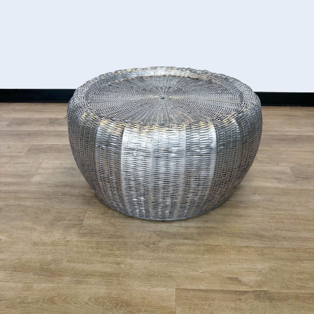 Woven Metal Drum Coffee Table