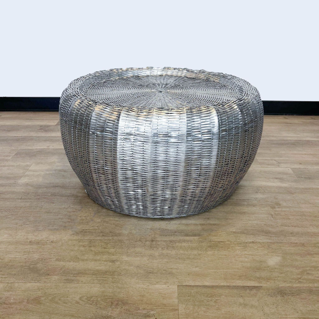 Woven Metal Drum Coffee Table