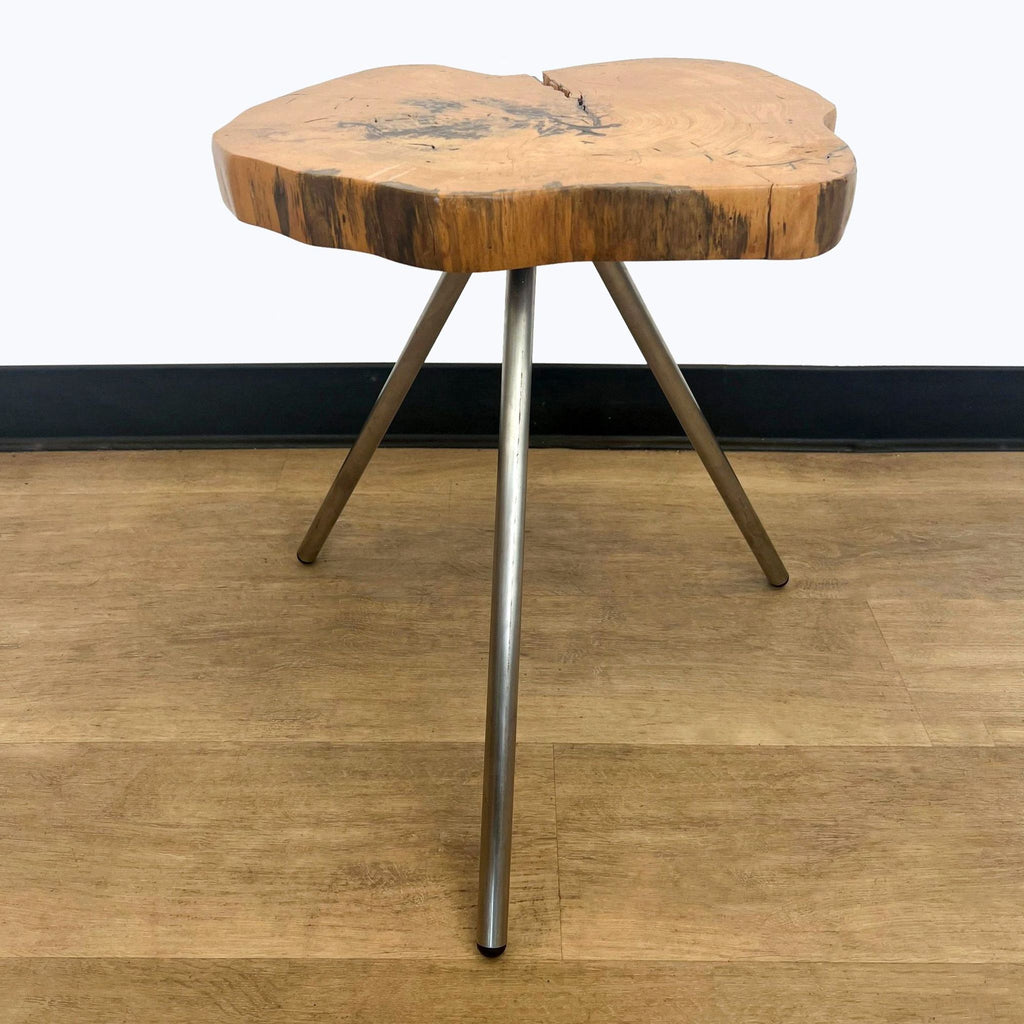 Wooden top side table with metal legs by H.D. Buttercup.