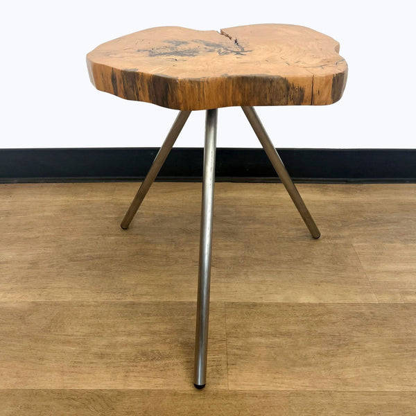 Wooden top side table with metal legs by H.D. Buttercup.