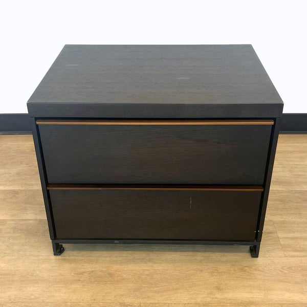 a mid century modern three drawer chest.