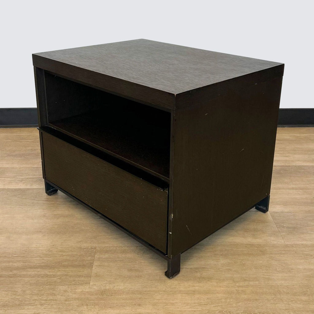 One Drawer Nightstand with Open Shelf