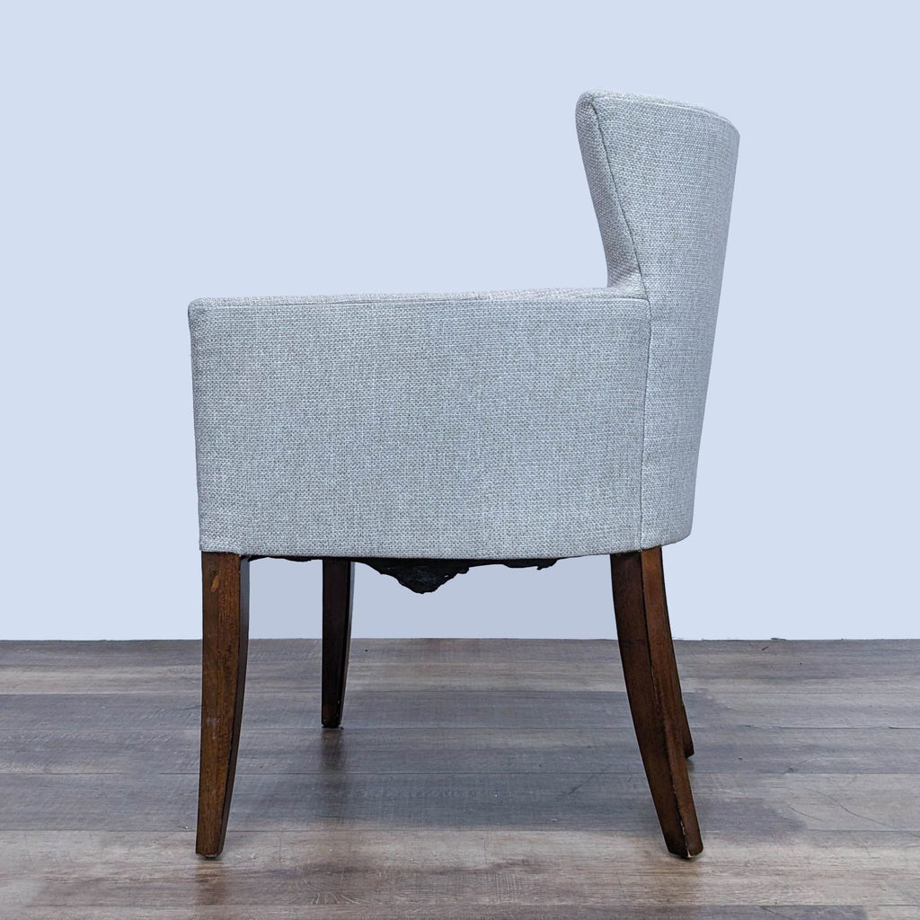 Modern Grey Upholstered Lounge Chair with Wooden Legs