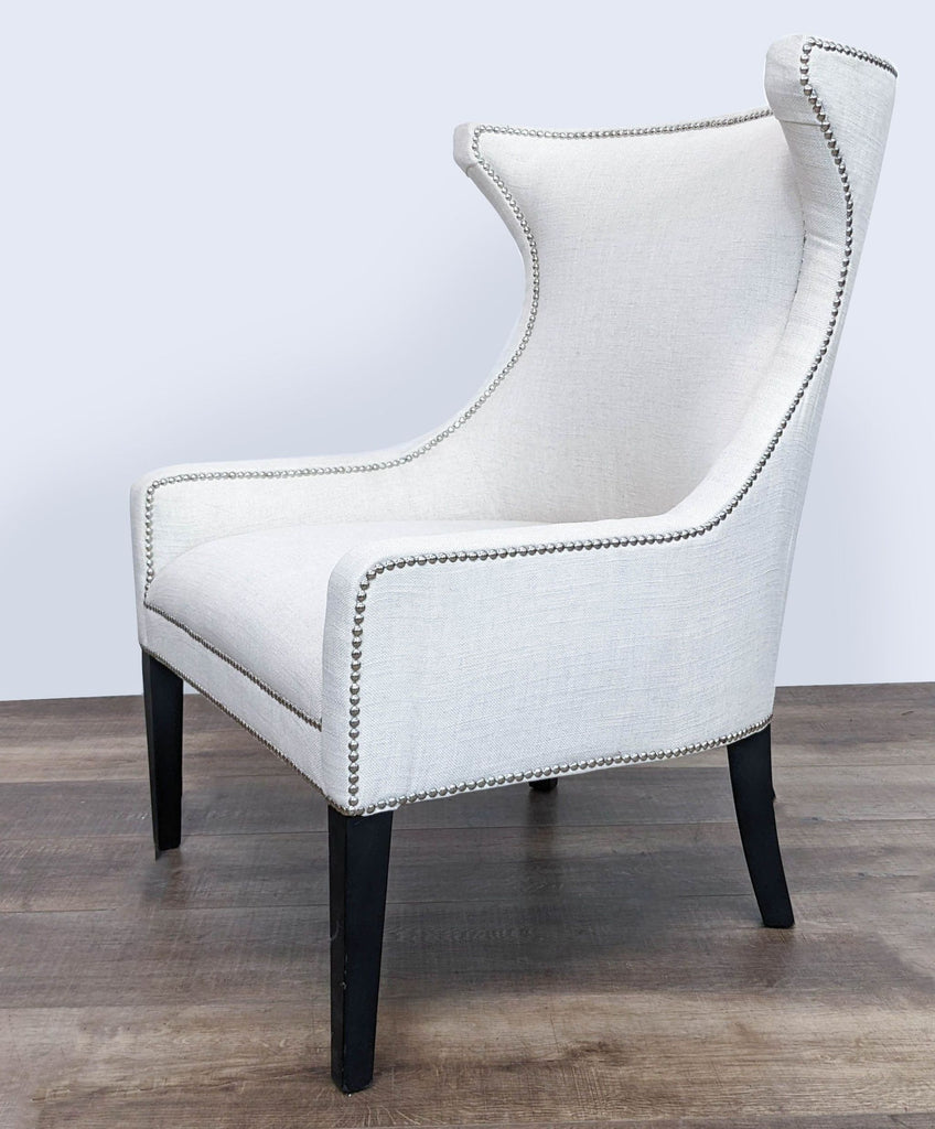 Contemporary Modern White Upholstered Wingback Chair