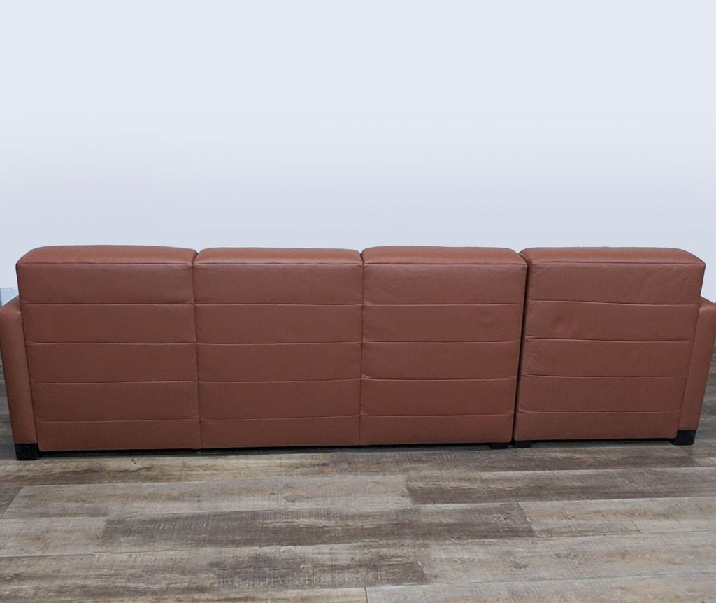 Modern Brown Leather L-Shaped Sectional Sofa with Chaise