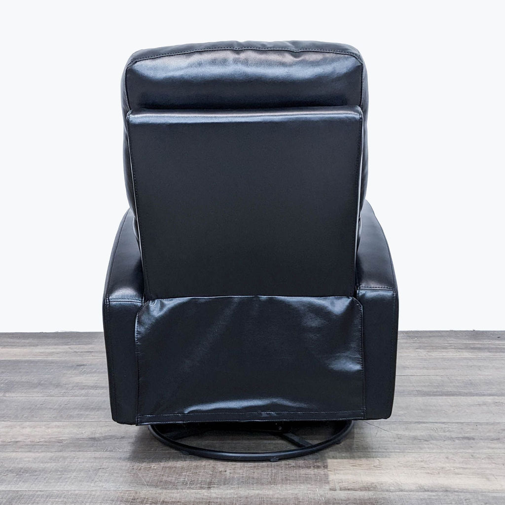 Contemporary Faux Black Leather Manual Swivel Recliner