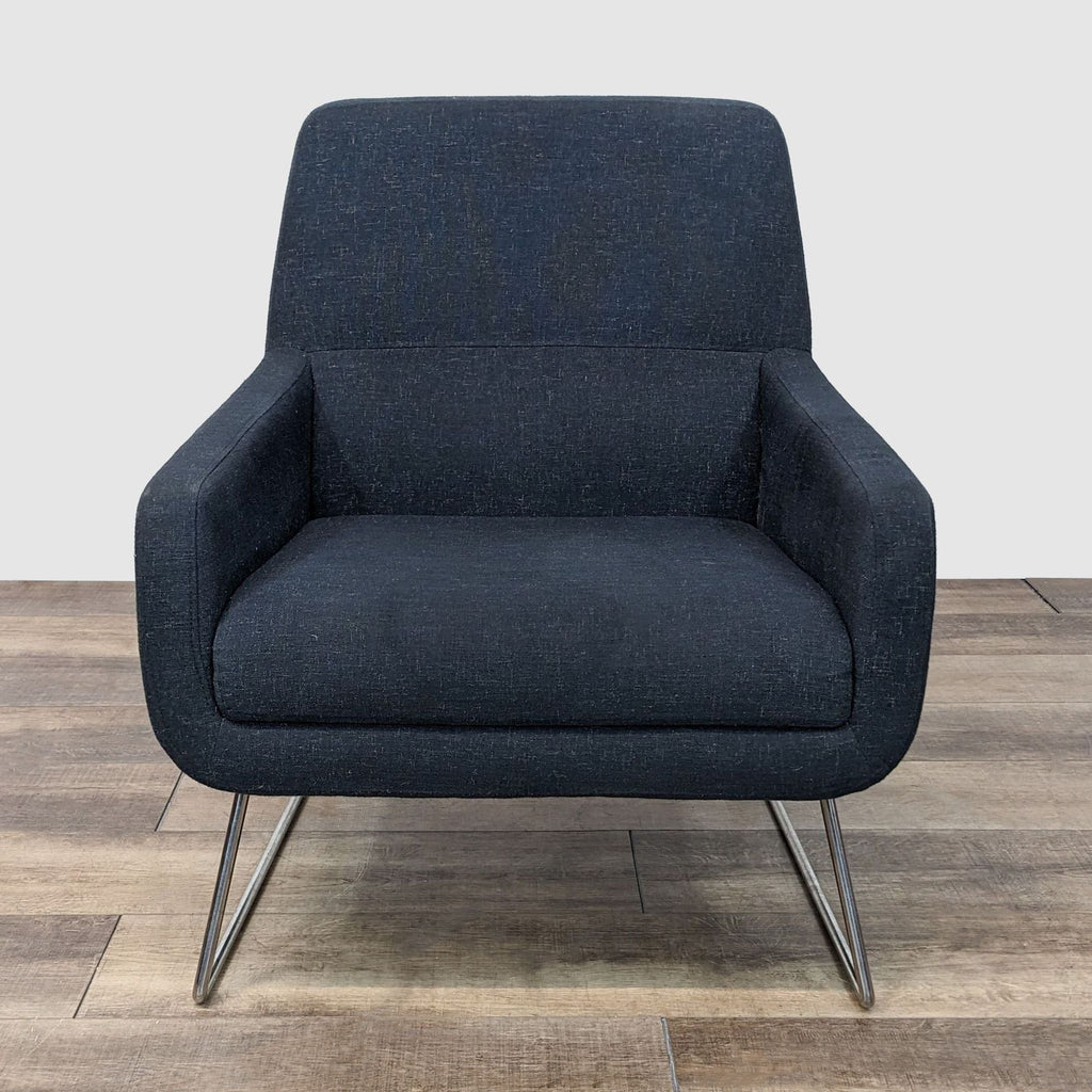 Modern Charcoal Fabric Lounge Chair with Sleek Metal Legs