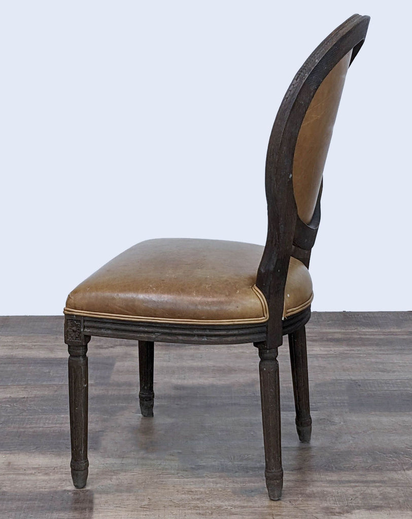 Restoration Hardware Vintage French Round Leather Dining Chair