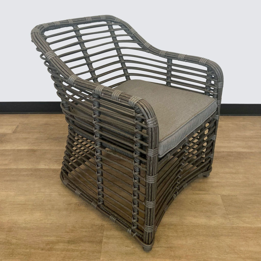 Contemporary Woven Rattan Armchair For Sunroom Use