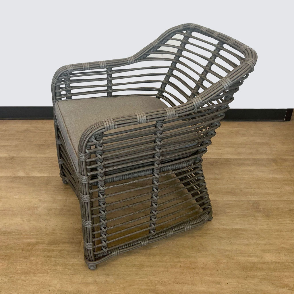 Contemporary Woven Rattan Armchair For Sunroom Use