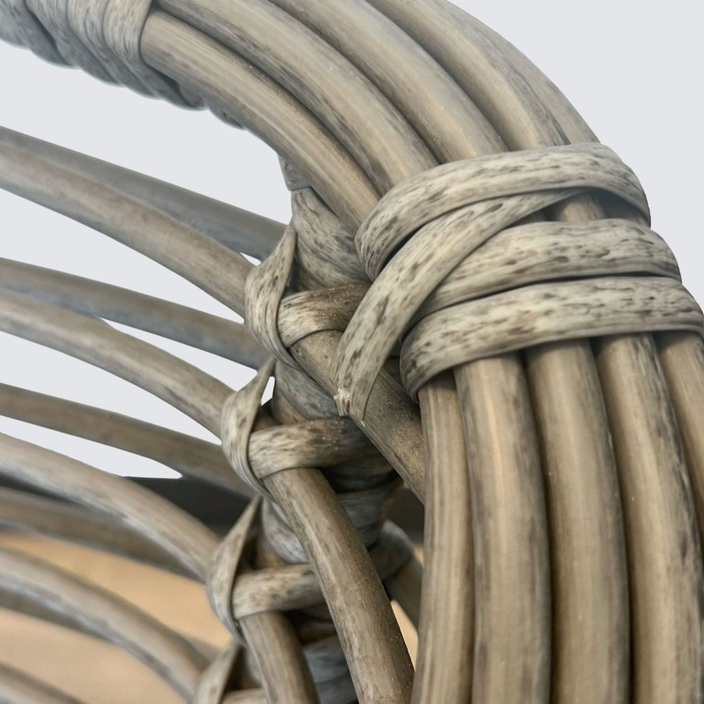 Close-up of the woven bamboo detail on a lounge chair by Reperch.