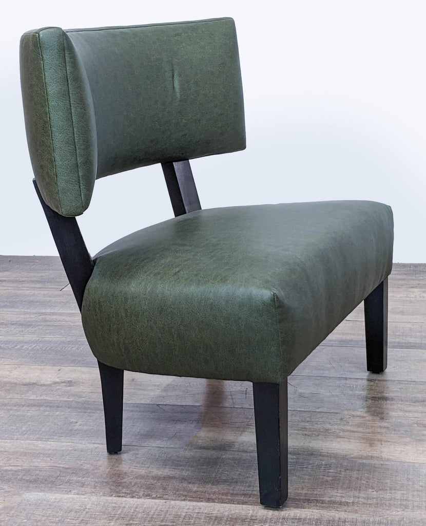 Mid-Century Modern Style Green Fabric Faux Leather Chair
